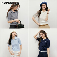 紅袖（hopeshow）針織衫 短袖上衣90125060109 淺粉藍色 S