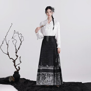 星河漢歌（蓬萊仙境）2025新款新中式馬面裙日常國(guó)風(fēng)漢服女成人半身裙百搭 馬面裙（黑色） L
