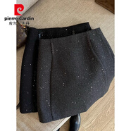 皮爾卡丹法式半身裙女2024年新款秋冬大碼胖mm設(shè)計感小眾重工燙鉆亮片短裙 灰色 L【建議100-120斤】