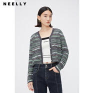 NEELLY納儷商場同款V領(lǐng)長袖針織開衫女春季單排扣通勤時(shí)尚薄外套 多彩色 S
