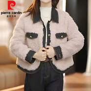 皮爾卡丹（pierre cardin）牛仔拼接羊羔毛短外套女2025冬季韓系今年流行小個(gè)子氣質(zhì)保暖棉服 粉色 M 【建議95-105斤】