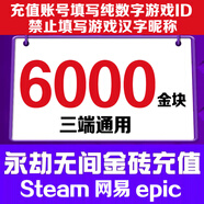【填寫游戲數(shù)字ID】永劫無(wú)間金塊120充值金磚支持Steam網(wǎng)易epic三端通用寶箱禮包 6000金塊