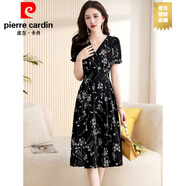 皮爾卡丹（PIERRE CARDIN）休閑碎花連衣裙女夏季2025新薄款小個子高端氣質(zhì)顯瘦法式裙子洋氣 廣州十三行連衣裙黑色 L 超仙連衣裙新品(建議105-115斤)