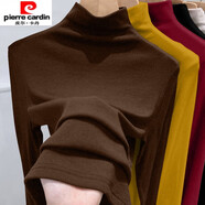 皮爾卡丹雙面德絨半高領(lǐng)打底衫女內搭秋冬季新款加絨加厚中領(lǐng)長(cháng)袖上衣 深咖色 3XL