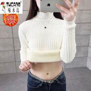 啄木鳥（TUCANO）羊毛衫女半高領(lǐng)加絨毛衣打底衫女2025年新款秋冬女士加厚保暖修身 白色【加絨加厚】 M建議(90-100斤)