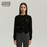 Teenie Weenie小熊女裝簡(jiǎn)約針織衫女秋冬針織開衫罩衫短外套上衣 黑色 XS (155)
