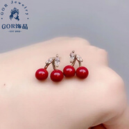 胖東來(lái)同款品質(zhì)朱砂耳釘真品抗過(guò)敏999純銀耳環(huán)轉運民族風(fēng)紅色耳 朱砂櫻桃耳釘