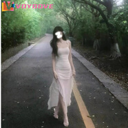 VOYDOVE新款美式韓版設計感純欲風(fēng)性感御姐飛飛袖網(wǎng)紗不規則包臀連衣裙女 性感網(wǎng)紗連衣裙【z】 M 建議90斤-105斤