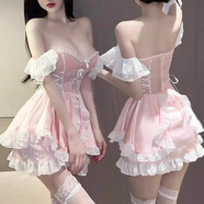 SUEKISS 情趣內衣 性感睡衣女級污度誘惑女仆裝激情套裝性感睡衣服免脫丁字褲床上粉嫩可愛(ài)制服誘惑 2591粉