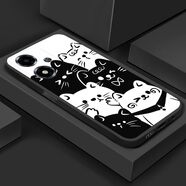 漢牌適用OPPO A1i手機(jī)殼PJU110全包邊磨砂防摔潮男女保護(hù)套卡通情侶潮新款中國(guó)風(fēng)龍年軟殼 經(jīng)典黑-開心疊貓貓 OPPO A1i【單殼】