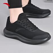 安踏男鞋跑步鞋運動(dòng)鞋男2025秋冬季新款皮面子減震輕便軟底休閑鞋 【秋冬皮面防潑水】-6黑 40