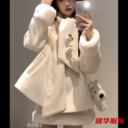 茵侈冬季圣誕甜心氛圍感小個(gè)子寬松呢子大衣外套+毛毛ins風(fēng)半身裙套裝 外套+半身裙+圍巾-秋冬穿搭套裝女衣服 M -秋冬穿搭套裝女衣服