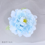 歐陽先生超仙絹花發(fā)飾釘珠花朵發(fā)夾 漢服邊夾女復古珍珠花夾兒童花花發(fā)卡 秋色-藍色