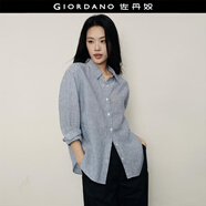 佐丹奴【韓國(guó)明星同款】知性文藝寬松長(zhǎng)袖亞麻襯衫女05345497