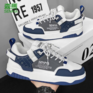 森馬（Senma）男鞋2025秋季新款透氣防臭休閑運動小白鞋子薄款軟底舒適板鞋男款 深蘭 39
