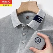 南極人夏季純棉翻領(lǐng)短袖T恤男中青年polo領(lǐng)半袖體恤休閑寬松薄款上衣 灰色804 175