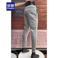 羅蒙（ROMON）運動(dòng)休閑褲男加絨加厚小腳衛褲秋冬新款潮流修身簡(jiǎn)約束腳哈倫褲子 灰色 28 (80-95斤)