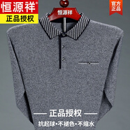 恒源祥春秋中年男士長(cháng)袖t恤棉質(zhì)翻領(lǐng)爸爸秋裝上衣寬松打底polo.衫 HYX-8829灰色 M 165-