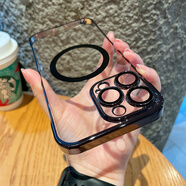 伊碩【無邊框隱形】超薄電鍍?nèi)R頭膜適用iphone手機殼透明電鍍手機殼蘋果手機保護套簡約輕奢款 升級磁吸【石墨黑】電鍍裸感無邊框 iPhone12