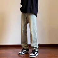 貓霓牛仔褲男士春夏季潮款美式直筒大碼寬松闊腿褲夏天復(fù)古休閑長(zhǎng)褲子 A50黃泥色【常規(guī)款】 XL 【建議體重130-155斤左右】