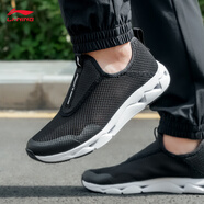 李寧溯溪鞋男鞋一腳蹬秋冬新款輕薄透氣網(wǎng)面戶(hù)外涉水沙灘運動(dòng)休閑鞋子 標準黑/標準白 42