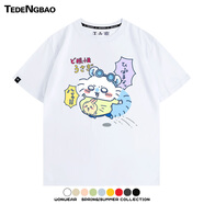 特登堡（TEDENGBAO）Chiikawa吉伊咔哇飛鼠莫莫咖烏薩奇可愛情侶T恤夏季男潮純棉短袖 白色1 S