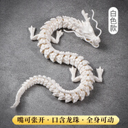 玩具龍多關(guān)節(jié)可動(dòng)打印模型手動(dòng)拼裝積木骨龍夜光龍擺件 【白玉龍】積木龍