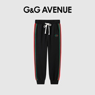 G&G AVENUE國際輕奢潮牌2023新款秋冬男士百搭抽繩束腳褲跑步長褲情侶休閑褲 黑色 2XL
