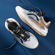 李寧星火3男鞋休閑鞋2024夏季新款輕便男低幫透氣運動(dòng)鞋子AGLS061 云霧白/冷檀黑(061) 43