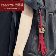 韓萊緹（HANLAITI）山鬼花錢包掛手工編織成品便宜簡約精致古風(fēng)書包掛件流蘇氣質(zhì)編繩 新款紅色山鬼吊墜掛件A29-306