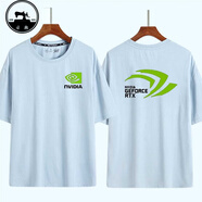 滄瀚英偉達純棉短袖T恤NVIDIARTXinter英特爾半袖游戲極客男女衣服 藍1 XXL 180-185cm/170-190斤