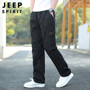 JEEP SPIRIT吉普工裝褲男春夏季休閑褲子男士新復(fù)古回潮直筒褲 黑色 2XL