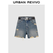 UR秋款女裝破洞流蘇牛仔短褲UWV840227 藍色 27
