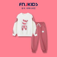 FNJ KIDS童裝女童運動(dòng)套裝春秋新款洋氣中大童加絨衛衣褲兒童兩件套 粉色（不加絨） 140 (身高130-150cm)