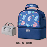三美嬰背奶包母乳奶瓶保鮮儲奶冰包藍冰保溫媽咪包套裝 藍色小象+內膽包