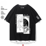 歐若梵劍風(fēng)傳奇Berserk烙印戰(zhàn)士動(dòng)漫周邊T恤三浦健太郎男短袖上衣服 墨黑1 XXL 180-200斤