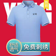 群英匯聚短袖工衣定制工作服文化衫訂做POLO刺繡t恤印LOGO翻領(lǐng)畢業(yè)聚會(huì) 天藍(lán) S