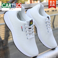 卡帝樂鱷魚（CARTELO）小白鞋男鞋春夏季透氣新款潮鞋軟底防滑休閑鞋運(yùn)動(dòng)鞋跑步鞋網(wǎng)面鞋 DD22白色 42