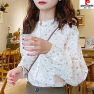 皮爾卡丹純棉上衣2025新款女內(nèi)搭打底百搭小碎花ins潮春秋裝寬松襯衫 白色碎花純棉襯衫 L 105-115斤