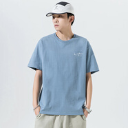 A21純棉短袖t恤男寬松2025年夏季新款半袖男T恤短袖 以純-霧霾藍 M