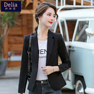 矜持范小西裝外套女薄款2025春秋新款韓版時(shí)尚休閑短款小個(gè)子西服上衣潮 黑色長(cháng)袖 單層 薄款 M 建議90-100斤內