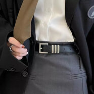 歐曼玫現發(fā)新款腰帶ins百搭時(shí)尚韓版配牛仔褲百褶裙束腰裝飾感女士 LLS47邊線(xiàn)-黑色