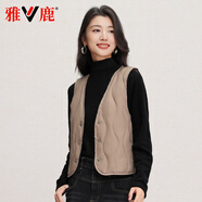 雅鹿2025新款輕薄羽絨馬甲女反季特價(jià)短款內膽內外穿保暖秋冬季馬夾潮 駝色 L 推薦110-120斤