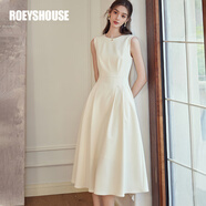 ROEYSHOUSE羅衣優(yōu)雅簡(jiǎn)約無(wú)袖連衣裙新款春夏裝高級年會(huì )大擺禮服09928 米杏 M （建議拍前聯(lián)系客服確認哦）