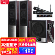 山水（SANSUI）60C客廳卡拉OK 電視音響 家用重低音炮 家庭K歌藍(lán)牙 唱歌音箱套裝電腦臺(tái)式環(huán)繞立體音效HIFI發(fā)燒級(jí) 60C升級(jí)加高版+無(wú)線話筒
