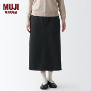 无印良品 MUJI 女式 丝光斜纹 裙子 半身长裙秋冬季 简约风 BEK37C2A 黑色 L(165/70A)