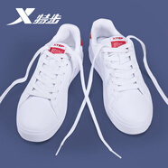 特步（XTEP）男鞋男士板鞋低幫小白鞋2025新款春秋季休閑滑板鞋潮運動鞋子男 白紅 44