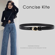 CONCISE KITE【禮盒裝】官方皮帶女士牛皮西裝連衣褲裙帶CK牛仔輕奢腰帶 黑色 105cm （帶寬2.3）