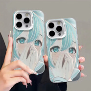 電小嘟 藍眼睛初音未來適用蘋果15promax二次元手機殼iphone14plus夕與空miku13華為11小米12vivo鐳射opp 【藍眼睛初音未來】彩銀（底部不透明） 華為/oppo/vivo/