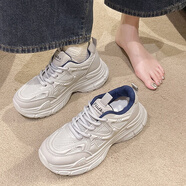 森馬厚底運動登山鞋女25夏季新款透氣網(wǎng)面老爹鞋超輕跑步鞋時尚小白鞋 灰色【廠家24H速發(fā)】 35